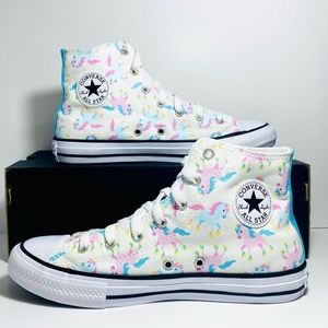 Converse Ctas High Tops Unicorn Pink/Blue/White Sneakers New